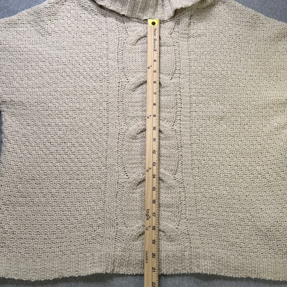 Seven7 Chunky Cable‎ Knit Turtleneck Sweater Cream L